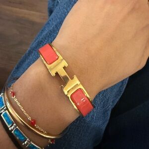 Preloved - good condition. Hermes PM peach and gold bracelet